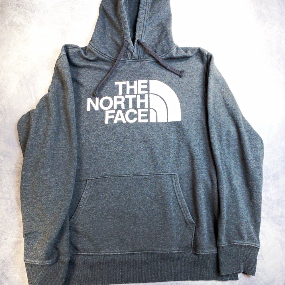 The North Face Men's Gray Pullover Hoodie Size Large Classic White Logo size L